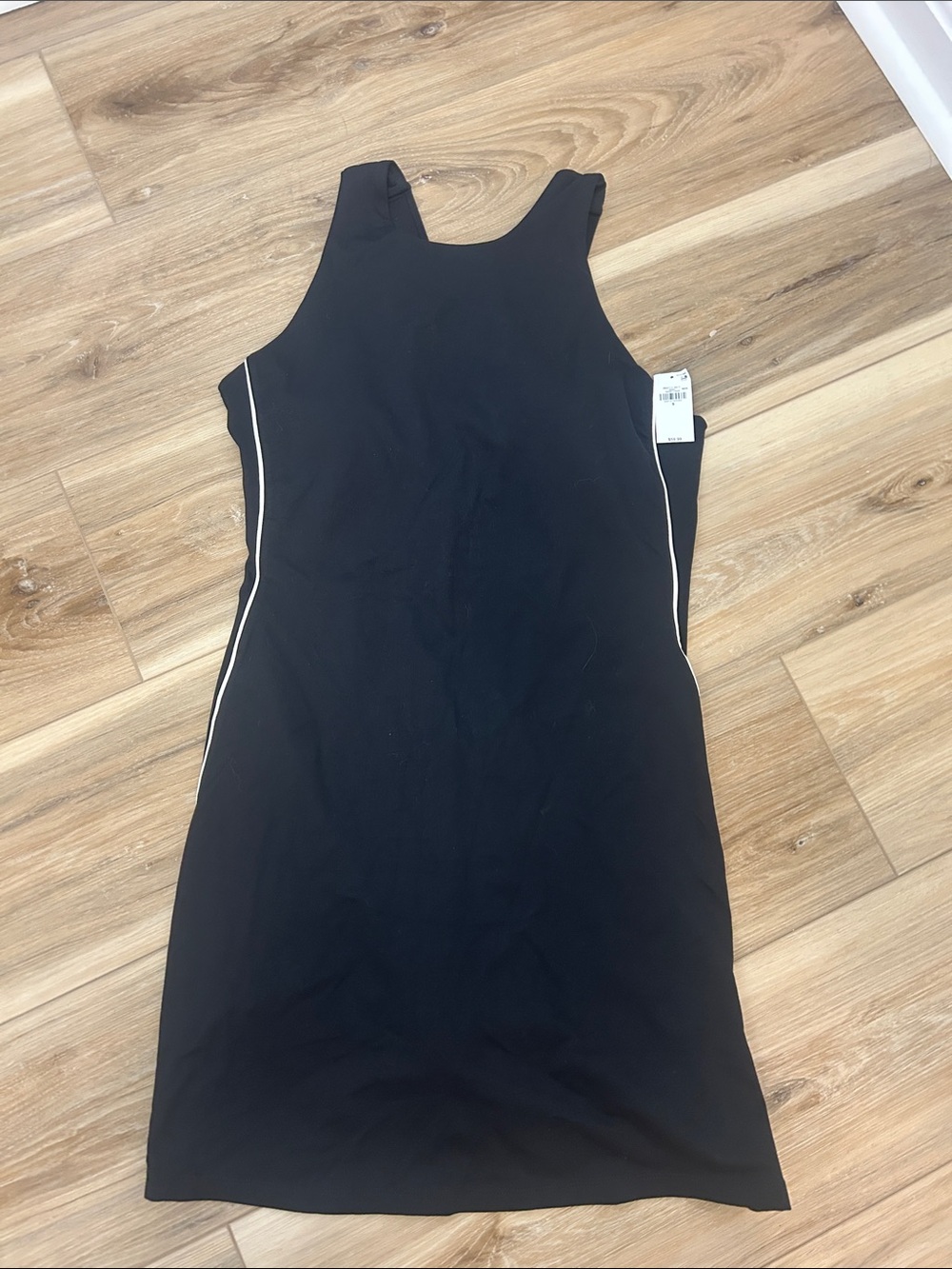 Black Sleeveless Fitness Dress with Side Piping- NWT